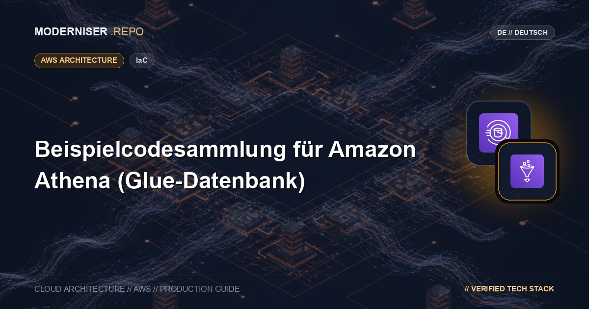 Amazon Athena ist ein Dienst, der einen Datenabfragedienst innerhalb der AWS-Cloud aufbaut.
Mit Athena können Sie in S3 gespeicherte Daten mithilfe von SQL-Abfragen abfragen.
Beim Ausführen von Abfragen in Athena ist es notwendig, eine Glue-Datenbank zu erstellen.
Dieser Artikel enthält eine Beispielcodesammlung für Amazon Athena- und Glue Database CloudFormation-Vorlagen.